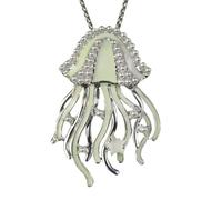 Generico Collana Con Medusa Luminosa E Animali Marini, Ciondolo Di Perle Con Stella, Gioielli Di Halloween Che Si Illuminano Al Buio, Per Donne, Uomini, Amici, Amanti Degli Animali, Verde