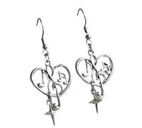 Generico Collana con note musicali a forma cuore dal design cavo unico, orecchini abbinati, struttura in lega per appuntamenti, outfit quotidiano, stile cuore traforato