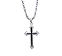 Generico Collana con pendente a croce color croce color argento smaltato per uomini donne gioielli cristiani cattolici