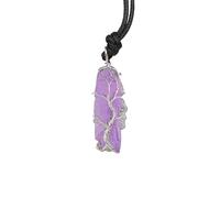 Generico Collana con pendente a forma di albero della vita con colonna di cristallo tinto naturale - Gioielli bohémien unici(PurpleCrystalSilver)