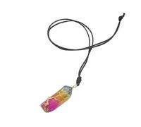 Generico Collana con pendente a forma di albero della vita con colonna di cristallo tinto naturale - Gioielli bohémien unici(TricolorCrystalGoldPlated)