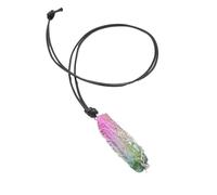 Generico Collana con pendente a forma di albero della vita con colonna di cristallo tinto naturale - Gioielli bohémien unici(DoubleColorGradientCrystal)