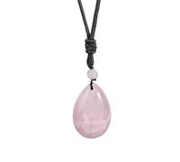 Generico Collana con Pendente A Goccia In Cristallo Naturale,Ciondolo A Doppio Cristallo con Cordino Regolabile,Girocollo In Pietra Preziosa Lucidata per Donna E Uomo,Quarzo Rosa.