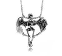 Generico Collana con pendente con teschio dell'Angelo della Morte Alata per uomo, gioielli vintage, accessorio creativo di tendenza
