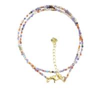Generico Collana con Perline di Pietra Mini da 2 mm - Ametista, Ciondolo di Cristallo per Uomo e Donna(35-38CM Necklace_Colored Zircon)