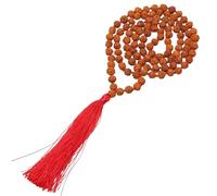 Generico Collana con Perline Mala In Legno Da 6 Mm Per Uomo e Donna,Con Ciondoli Multicolori e Nappa,Rosario,Collana con Perline Bodhi,Gioielli Fatti A Mano,Regali Per Donne e Uomini,Colore Rosso