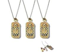 Generico Collana con piccolo mazzo di tarocchi, ciondolo con mini carte dei tarocchi, ciondolo a gabbia in ottone anticato colorato con 22 Arcani Maggiori, gioiello spirituale per donna (3Pcs)