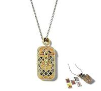 Generico Collana con piccolo mazzo di tarocchi, ciondolo con mini carte dei tarocchi, ciondolo a gabbia in ottone anticato colorato con 22 Arcani Maggiori, gioiello spirituale per donna (1Pc)