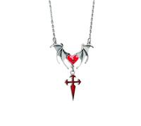 Generico Collana con pipistrello punk, design a cuore e croci per amanti della e le occasioni speciali che indossano gioielli in stile rock