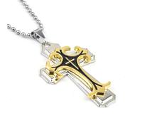 GENERICO Collana Croce a Tre Strati per Uomo - Resistente, con Smalto, Maschile | 1 Pezzo | per Uso Quotidiano, Regali | Smalto Accento