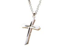 Generico Collana Croce Uomo Donna Acciaio Inossidabile Catena con Pendente Croce Fashion Color Argento Ciondolo Crocifisso Stilizzato Articoli Mistici e Religiosi Idea Regalo