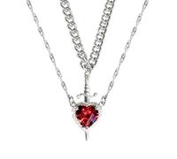Generico Collana Cuore e Spada, Set di Collane in Acciaio Inossidabile You Are in My Heart, Collana Abbinata a Cuore per Coppie (Red-B)