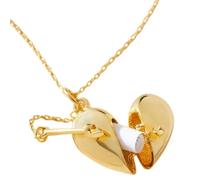 Generico Collana Cuore Oro Medallino Donna - Lettera d'amore Aperibile Ciondello con freccia Cupido, gioielli personalizzati per San Valentino (Nessuna nota inclusa)