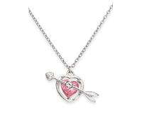 Generico Collana Cupido in Acciaio Inox Silver Ciondolo Cuore di Cristallo Rosa con Freccia Gioielli in Astuccio Nero Amuleto contro Energie Negative Idea Regalo San Valentino