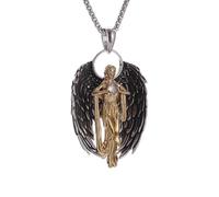Generico collana da uomo, ciondolo dell'arcangelo di San Gabriele Paladino, ali dell'angelo custode, collana a sfera di cristallo, amuleto cristiano da uomo femmine