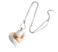 Generico Collana da uomo, collana a cuore, maglioni vintage con catena lunga, per donne con grandi pendenti dorati color argento, gioielli con collo