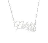 Generico Collana da uomo, collana con nome personalizzato con un fiore e un ciondolo per donne Collane gioielli da nozze