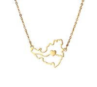 Generico Collana da uomo, collana mappa dell'isola di Saint Martin, collane a cuore d'oro, collo, gioielli a collo, dono per charm doni