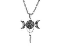 Generico collana da uomo, collana retro greca della dea della Tripla Luna per guarire, pendente celtico al tramonto e luna tendenza moda Gioielli portafortuna