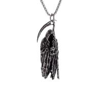 Generico Collana da uomo, Falce della Morte Collana con teschio Pendente di moda Moda Accessori di nicchia Catena di maglioni Halloween Gioielli pendenti uomini e donne