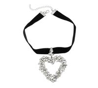 Generico Collana da uomo, Goth esagerato con incrussio Pendente con grande cuore d'amore Collana per donne Catena di velluto nera Gioielli Accessori per sposa
