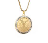Generico Collana da uomo, Hip Hop Zircon Statua della Libertà Moneta Pendente Collana per uomini e donne Regalo di gioielli con charm alla moda
