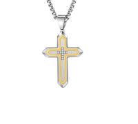 Generico Collana da uomo, pendenti a croce, spada Qin con corpo dell'imperatore, collane bicolore di alta qualità, gioielli alla moda per feste, regalo