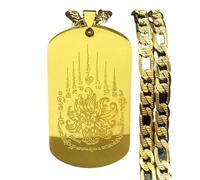 Generico Collana da uomo, Scritture buddiste thailandesi Tag del loto Collana a nove code con pendente di volpe per donne Gioielli buddhismi d'oro