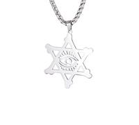 Generico Collana della Stella di Davide per uomini Diavolo Demone Occhio del Dio Pendenti esagrammi Evil Eye Vintage Gioielli Ebraici