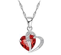 Generico Collana dell'Amore Cupido in Acciaio Inossidabile Silver Ciondolo Cuore Cristallo Rosso Amuleto Romantico Irresistibile Contro Energie Negative Idea Regalo