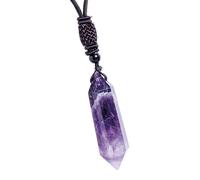 Generico Collana di ametista - Stone esagonale guarigione | Collana di corda fatta a mano | Pendente a gemma appuntita | Cristalli di guarigione naturali per regalo, San, uomini e donne