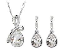 Generico Collana di cristallo Stella del Mare, collana alla clavicola con ciondolo a libellula, collana alla moda color argento, orecchini e gioielli scintillanti per donna