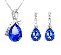 Generico Collana di cristallo Stella del Mare, collana alla clavicola con ciondolo a libellula, collana alla moda color argento, orecchini e gioielli scintillanti per donna