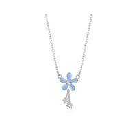 Generico Collana di fiori blu da donna-Girocollo floreale con nappa INS stile clavicola per gioielli quotidiani primavera estate