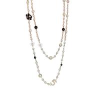 Generico Collana Di Perle - Catena Lunga Per Maglione Perline Finte Accessorio Di In Lega | Elegante Ornamento Da Donna A Strati Autunno Inverno Outfit Styling Statement Regalo Indossare Un