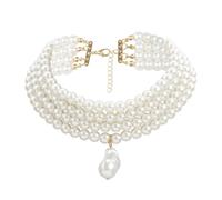 Generico Collana di Perle Finte a Tre Strati Ciondolo, Girocollo Decorativo per Donna per Feste e Incontri Casual