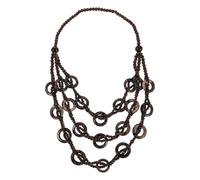Generico Collana di Perline di Legno Multicatena Boho Guscio di Cocco Collana Estiva da Spiaggia per Donna Gioielli Etnici Bohémien Fatti a Mano Accessorio Vintage a Strati Regalo