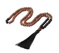 Generico Collana di Perline Mala In Legno di Ossidiana Da 6 Mm Per Uomo e Donna,Con Ciondoli A Nappa,Rosario,Collana di Perline Bodhi,Gioielli di Preghiera Fatti A Mano,Regali Per Donna e Uomo