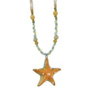 Generico Collana di stelle marine color arancio per le vacanze al mare con personalità della moda dolce nicchia di girocollo di perline colorato assortito
