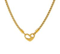 Generico Collana d'oro con un ciondolo a forma di cuore doppio fronte, regalo romantico per San Valentino per il suo simbolo d'amore