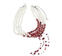 Generico Collana Effetto Sangue con Perle,Gioiello Punk Con Frange Sanguinanti Per Clavicola - Decorazione Gioiello Clavicola per Feste Cosplay Eventi a Tema Ruoli Vacanze