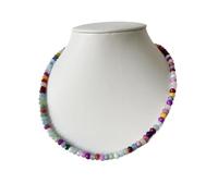 Generico Collana Fatta a Mano con Perline di Diaspro Rubino - Girocollo in Pietra Naturale da 4x6 mm per Donne e Adolescenti(Colorful Jasper_30cm)