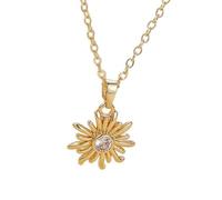 Generico Collana Girasole - Placcato Rame Zircone Elegante Ed Estetico | Collana Gioiello Argento e Oro - Per Ragazze Adolescenti Mamma Moglie Figlia Feste San E Festa Della Mamma E Laurea