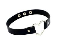 Generico Collana girocollo con colletto cosplay Harajuku punk gotico in pelle PU nera rosa(Black)