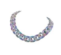 Generico Collana Girocollo con Maglie in Acrilico Boho, Collare multifilo in plastica Colorata, Pezzo di Tendenza Ispirato(Iridescent Color_50 cm+6cm)