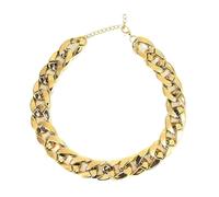 Generico Collana Girocollo con Maglie in Acrilico Boho, Collare multifilo in plastica Colorata, Pezzo di Tendenza Ispirato(Gold Color_50 cm+6cm)