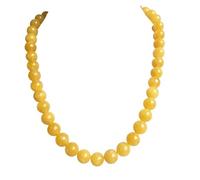 Generico Collana Girocollo con Perline di Cera d'api e Calcite Gialla da 6/8/10 mm per Donna(8MM 1 Necklace_50cm)