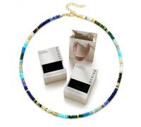 Generico Collana Girocollo Donna Perle Cristallo Naturale, Rondelle Lisce 2mm x 4mm Colorate, Regolabile 41-50 cm, Collana Estate Layering con Catena di Prolunga, Confezione Regalo(ForestMoss)
