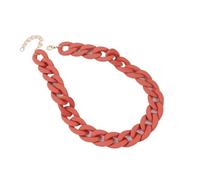Generico Collana Girocollo in Acrilico colorato - Collana con Catena Larga Opaca per Donna(Rusty Red_45cm+7cm)