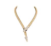 Generico Collana girocollo in oro con serpente da donna, collana con serpente in lega esagerata, gioielli retrò taglienti per feste in costume, stile gotico e abbigliamento quotidiano
